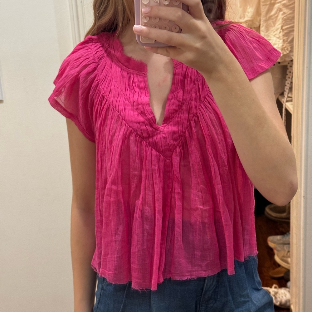 Free People Fuchsia Blouse
